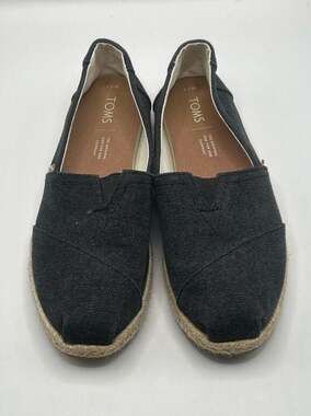 TOMS Women's Alpargata Rope Black Washed Canvas Espadrille Slip-Ons